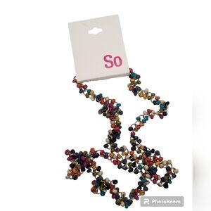 SO BRAND NWT MULTICOLORED WOOD BEAD CHAIN NECKLACE